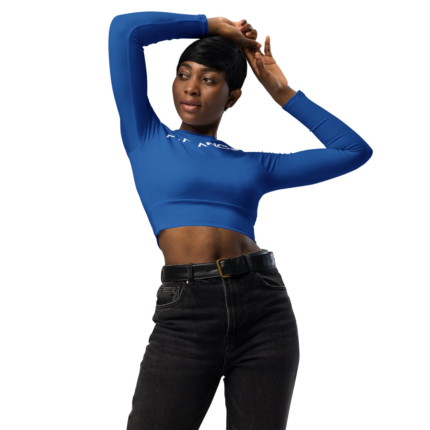 Women's Long Sleeve Crop Top (Blue)