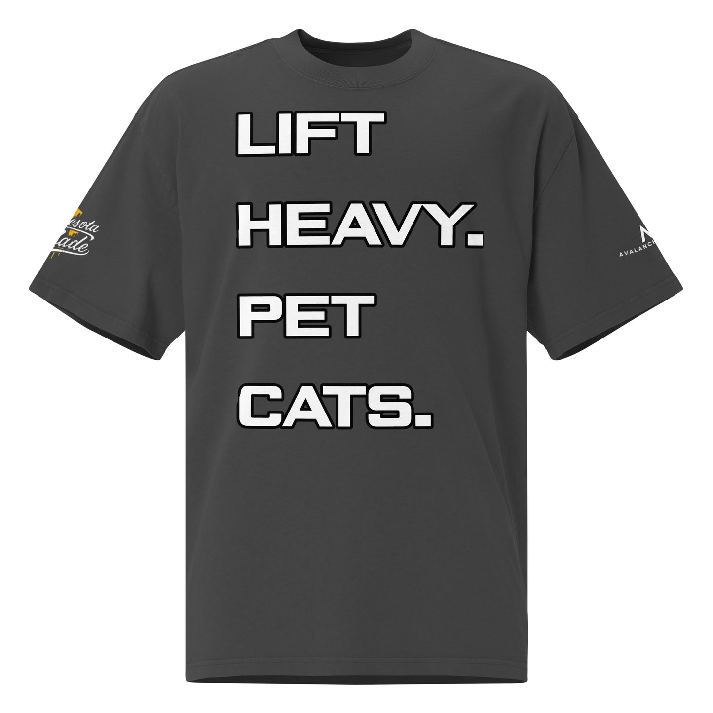 LIFT HEAVY. PET CATS. Unisex Oversized T - Version 1