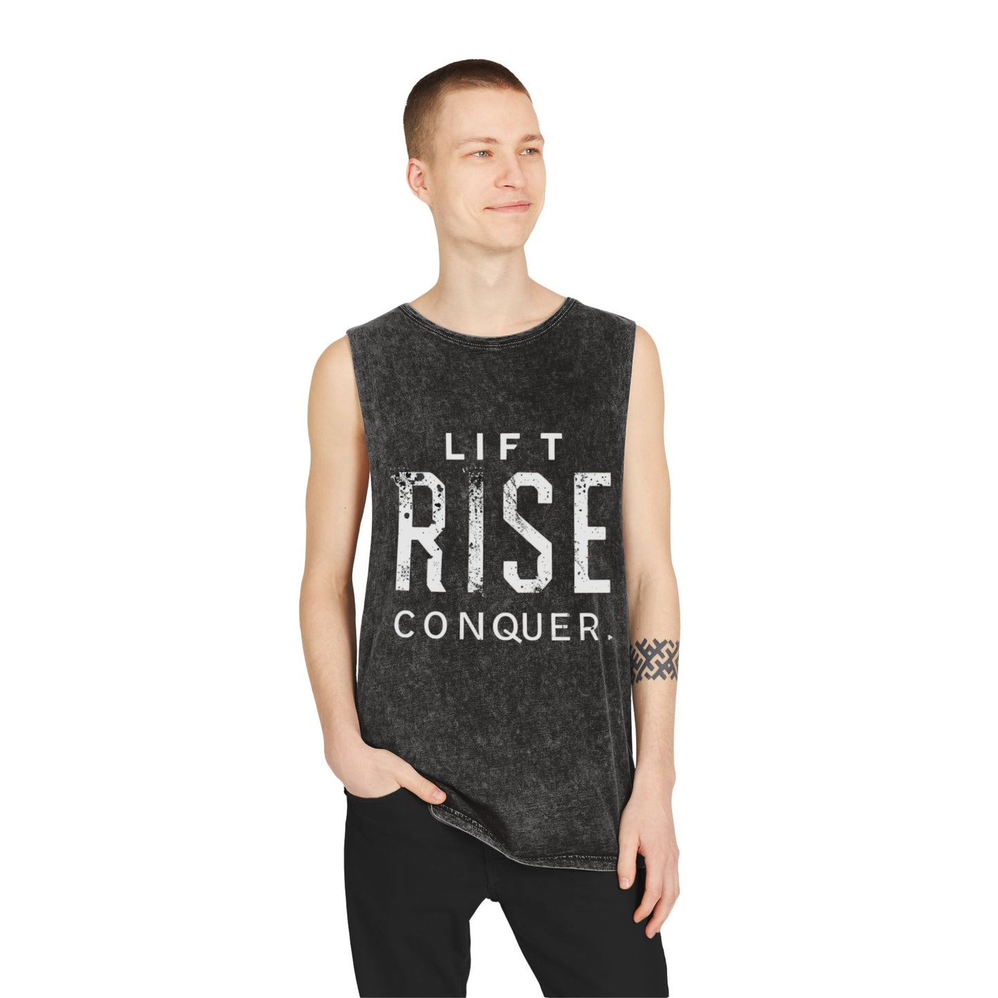 LIFT. RISE. CONQUER (LRC) - Unisex Stonewash Tank Top (V1)