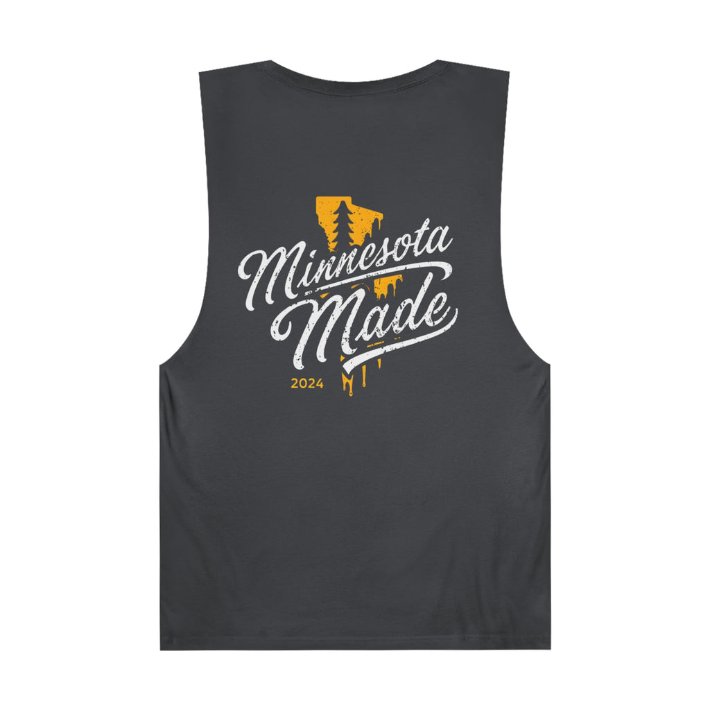 Unisex Tank Top with Minnesota Made Design - Black and Coal