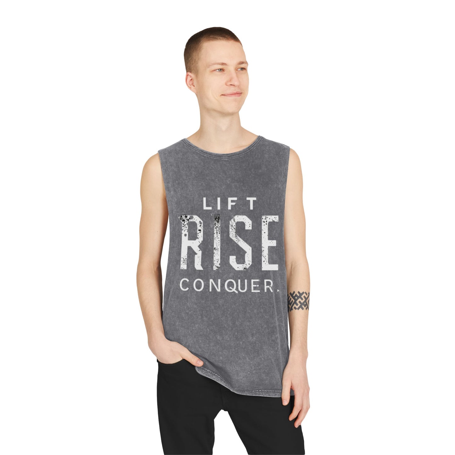 LIFT. RISE. CONQUER (LRC) - Unisex Stonewash Tank Top (V1)