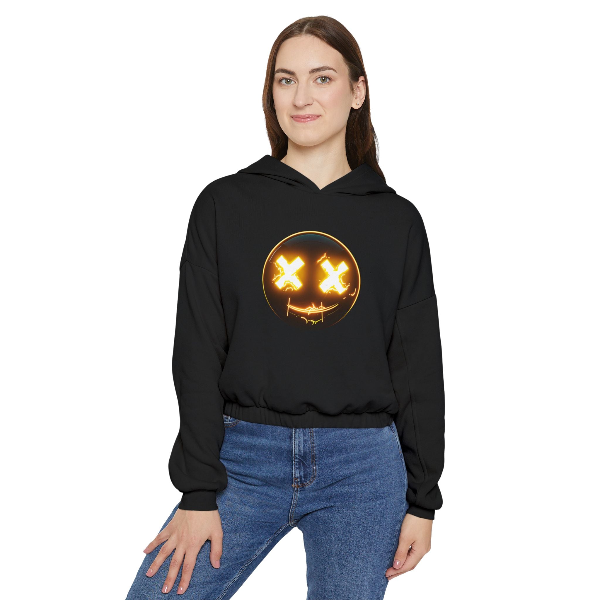 GLOW SMILIE - Women's Cinched Hoodie