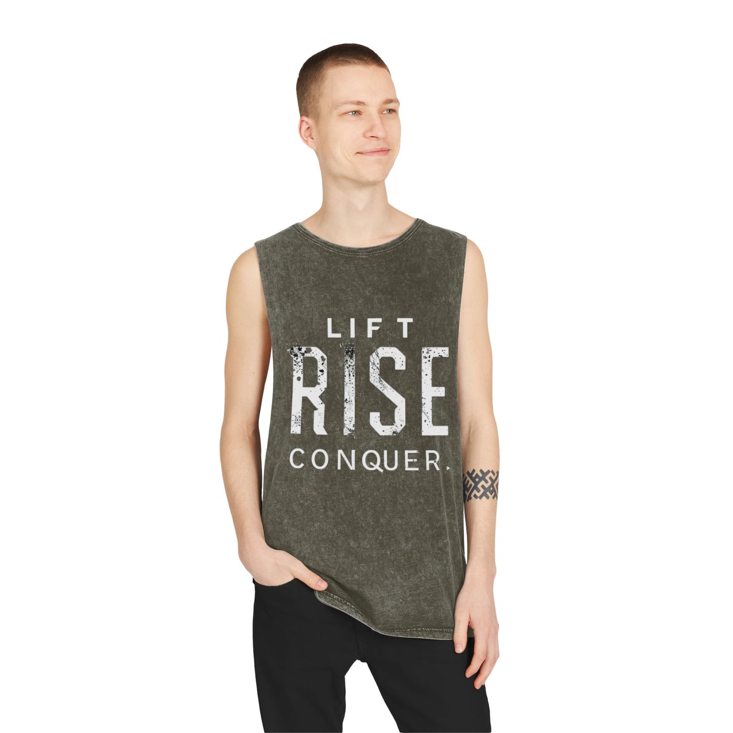 LIFT. RISE. CONQUER (LRC) - Unisex Stonewash Tank Top (V1)