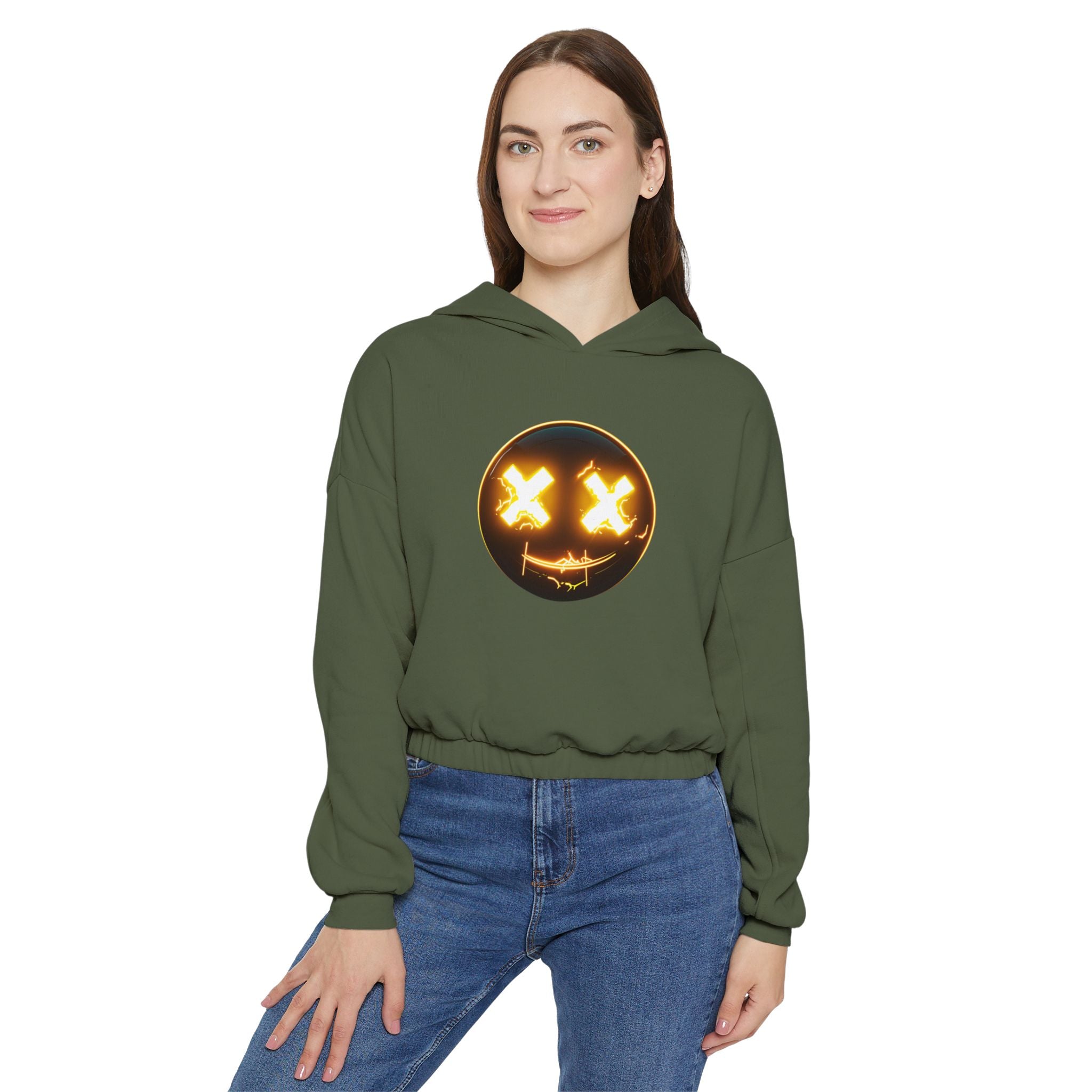 GLOW SMILIE - Women's Cinched Hoodie