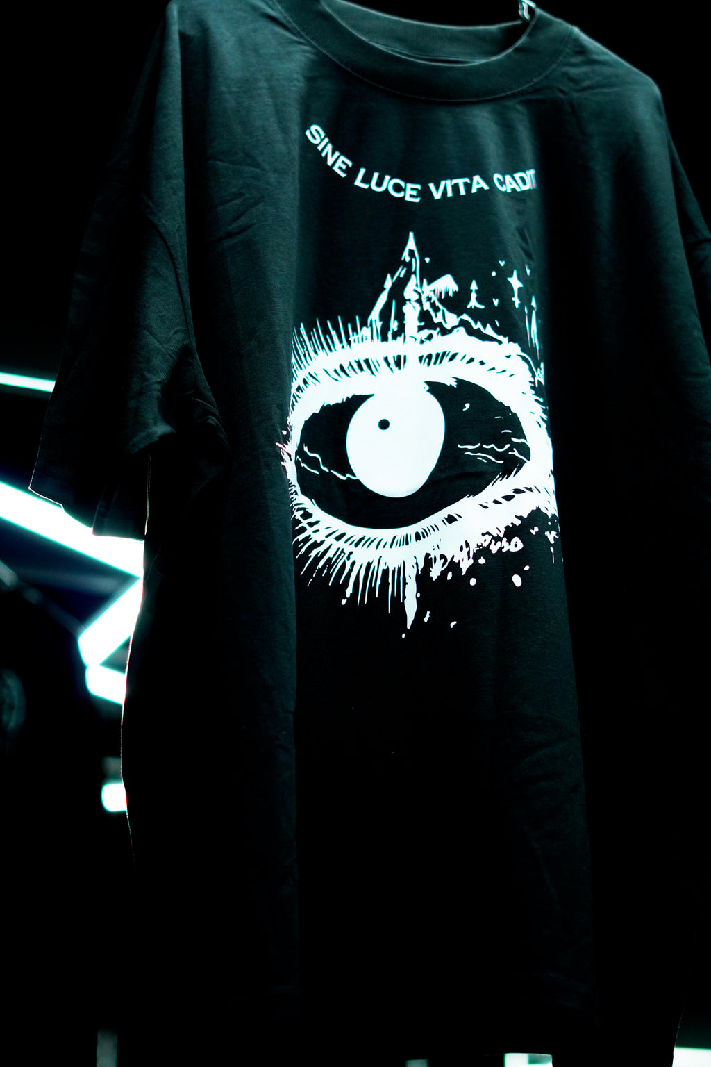 SINE GOTHIC Oversized High Neck T-Shirt - BLACK/WHITE