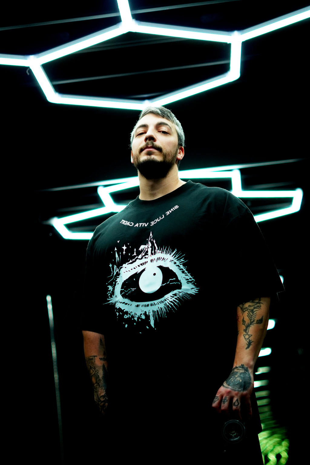 SINE GOTHIC Oversized High Neck T-Shirt - BLACK/WHITE