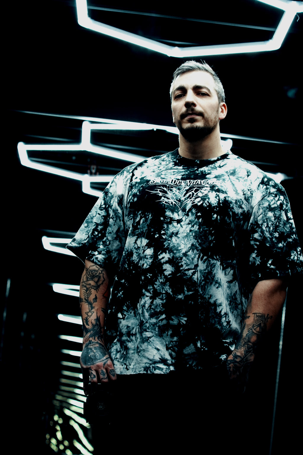 Oversized Embroidered Tie-Dye Shirt