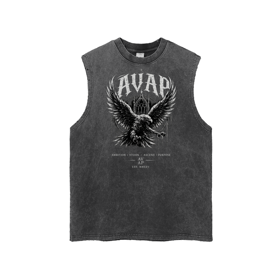 Snow Washed Frayed Hem Tank Top