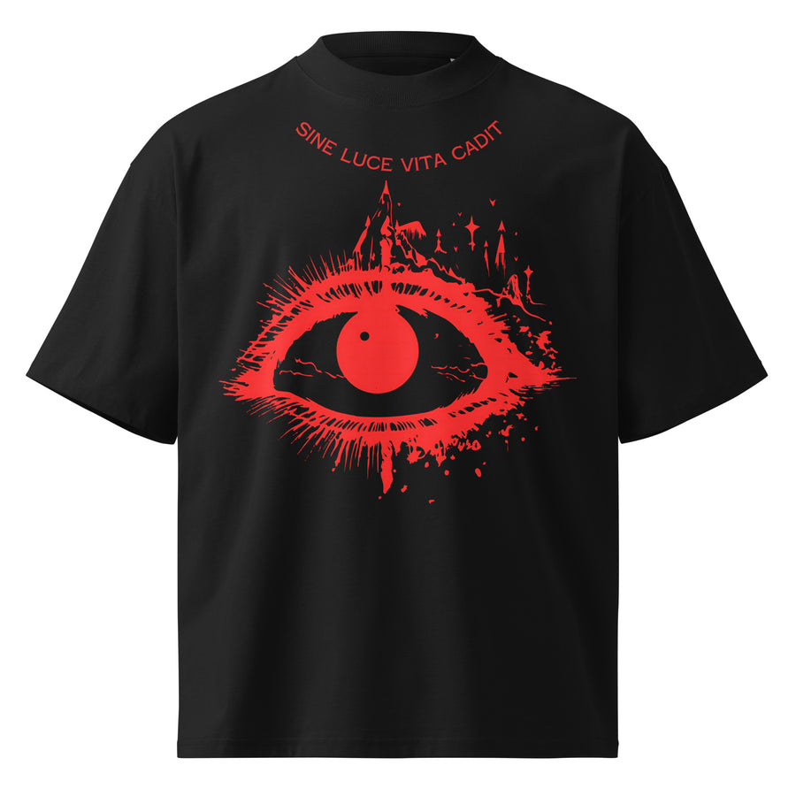 SNAKE-EYE Unisex Oversized High Neck T-Shirt - BLACK/RED